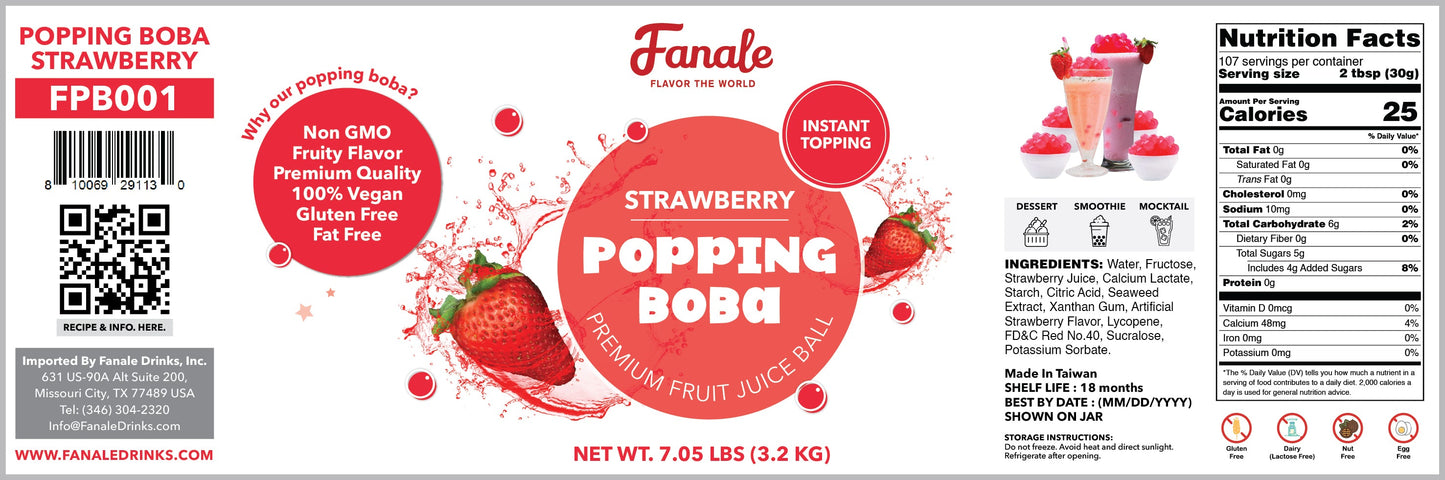 Popping Bursting Boba Juice Ball - Strawberry Flavor