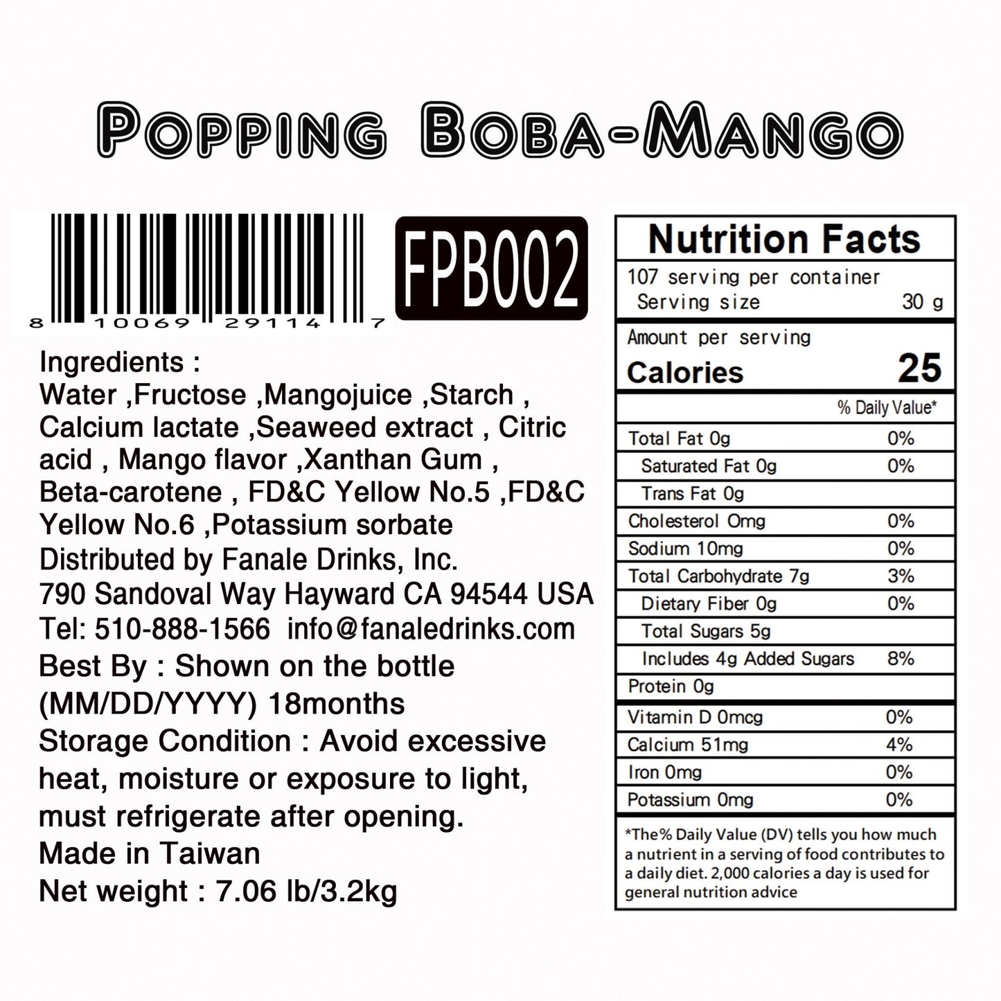 Popping Bursting Boba Juice Ball - Mango Flavor