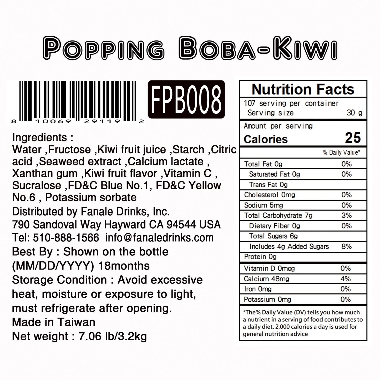 Popping Bursting Boba Juice Ball - Kiwi Flavor