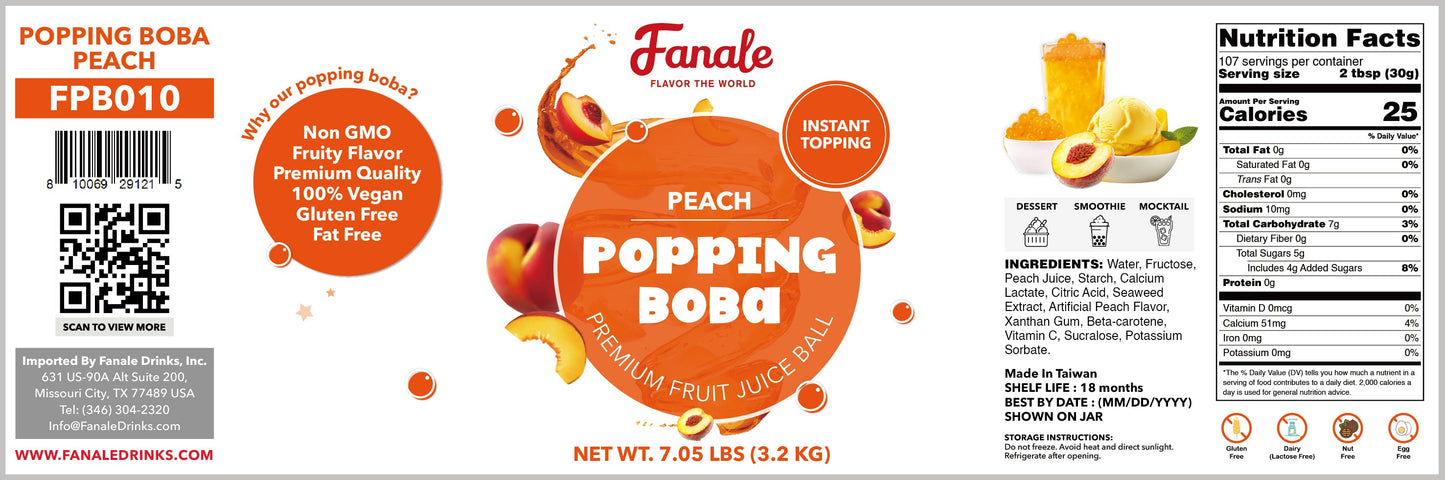 Popping Bursting Boba Juice Ball - Peach Flavor
